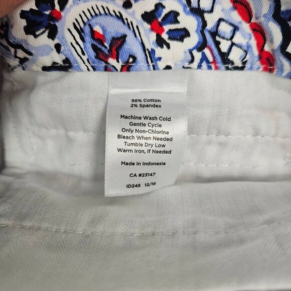 TALBOTS The Perfect Crop Paisley Scroll Patriotic Talavera Vibrant Crop Pants 8 - Picture 7 of 7